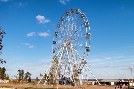 VOLGOGRAD, RUSSIA - SEPTEMBER 22: New Ferris wheel installed in the Park of culture and recreation near the stadium Volgograd-arena. September 22, 2018  in Volgograd, Russia.のeditorial素材