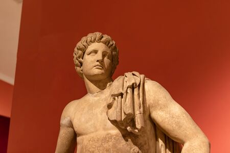 ANTALYA, TURKEY - MAY 17: Ancient antique statues exhibited in the Museum of Antalya. Partially destroyed they are restored by fragments. May 17, 2018 in Antalya, Turkeyのeditorial素材