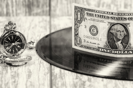 Concept: the cost of old vinyl records grows with timeの写真素材