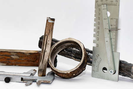 Cut from the existing pipeline defective weld welded with offset edges, non-weld and crack in the...