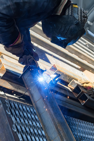 Welding supports for the reactor by the method of semi-automatic weld in shielding gasesの写真素材