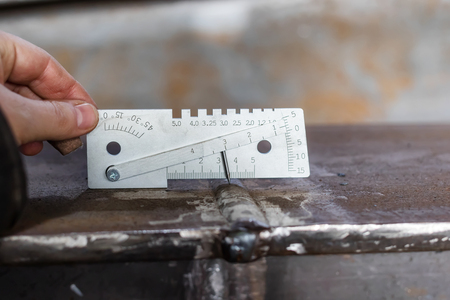 Measurement of weld leg, edge offset during docking and other parameters using a universal template.の写真素材