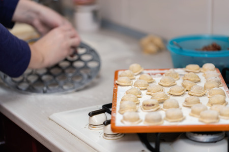Traditional Russian cuisine : cooking dumplings at home