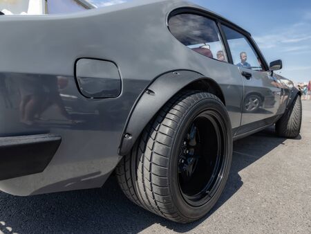 Serial cars with tuning and improved engines at the open air exhibitionの写真素材