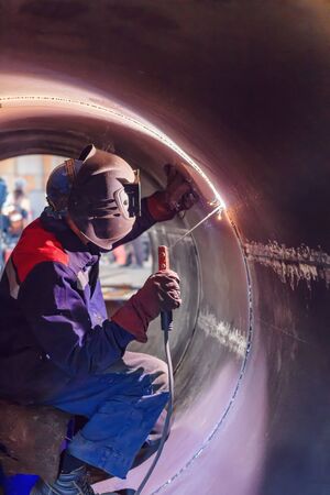 Welding of the internal seam in the ceiling positionの写真素材