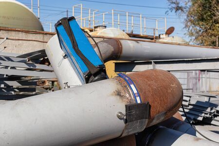Control of welded seams of elements and details of pipelines by x-ray method, by means of the portable pulse deviceの写真素材