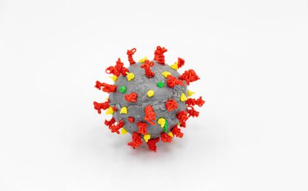 3D pen model of the SARS-CoV-2 virus that causes COVID-19 coronavirus infectionの写真素材