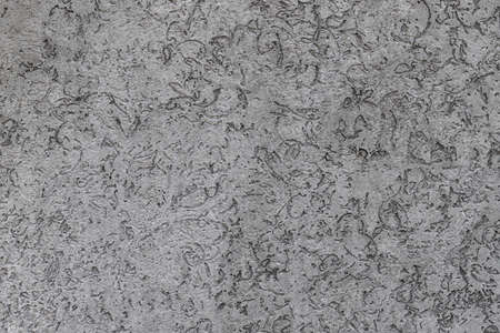 Pattern of decorative unpainted plaster "bark beetle". Gray shades of cementの写真素材
