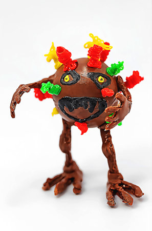 3D model of a humanoid virus with arms and legs made with a 3D penの写真素材