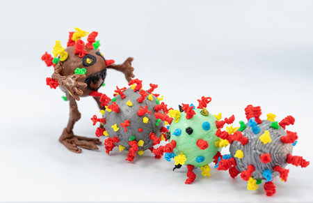3D model of a virus cell with appendages made with a 3D penの写真素材