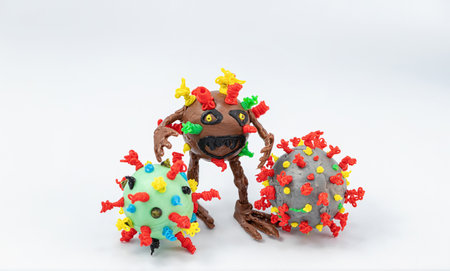 3D model of a virus cell with appendages made with a 3D penの写真素材
