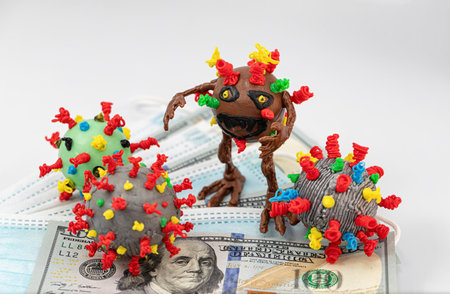 3D models of the coronavirus made with a 3D penの写真素材