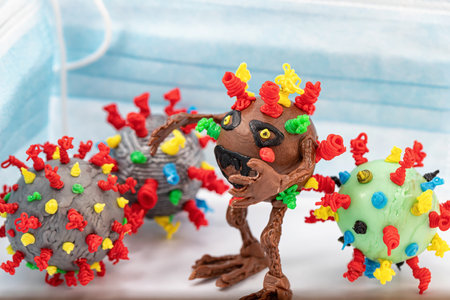 3D model of a virus cell with appendages made with a 3D penの写真素材