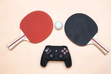 Table tennis rackets and a joystick for computer games