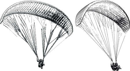 vector image of parachutists soaring on paraglidersのイラスト素材