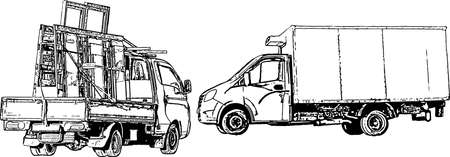 Black and white vector images of special equipment for the transportationのイラスト素材