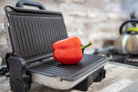 Minimal healthy food concept - Grilled fresh paprikaの写真素材