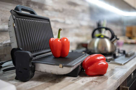 Minimal healthy food concept - Grilled fresh paprikaの写真素材
