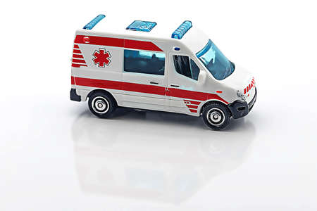 Cartoon style drawing of a toy ambulanceの写真素材