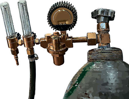 vector image of equipment for argon arc welding: balloon and pressure gaugesのイラスト素材