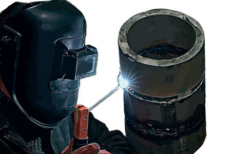color vector image of welder with manual arc weldingのイラスト素材