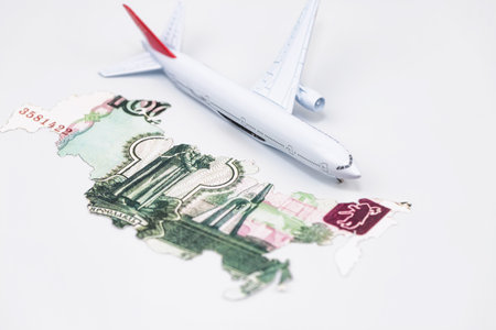 Concept: ban on civil aviation flights over the territory of the Russian Federationの写真素材