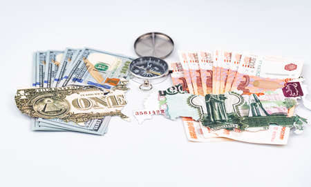 Concept: confrontation between the economies of the United States and Russia in the context of the crisisの写真素材