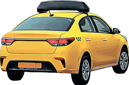 Color vector image of a taxi service carのイラスト素材