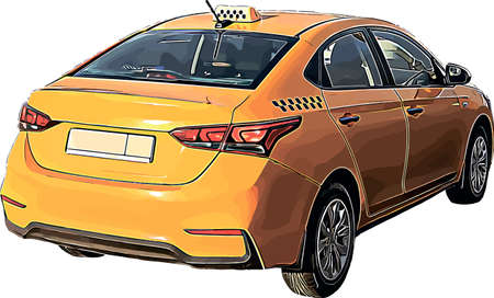 Color vector image of a taxi service carのイラスト素材