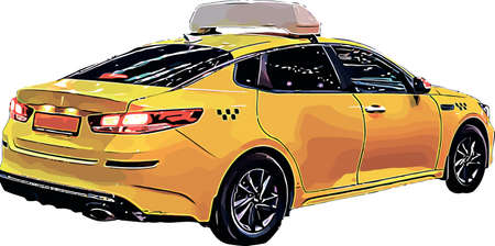 Color vector image of a taxi service carのイラスト素材