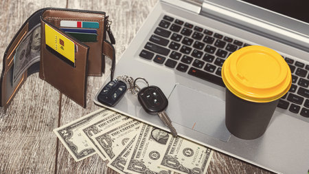 A business persons home desk before going to work on a weekday