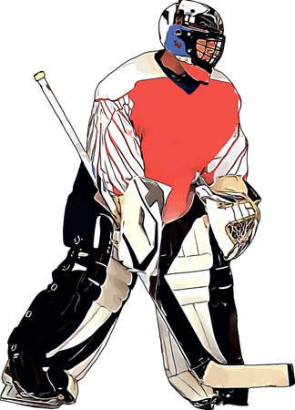 Color vector image of the goalkeeper of the hockey teamのイラスト素材