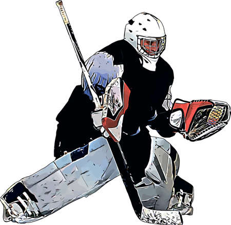 Color vector image of the goalkeeper of the hockey teamのイラスト素材