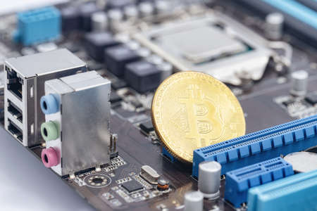 Concept : cryptocurrency mining with the help of computer equipment