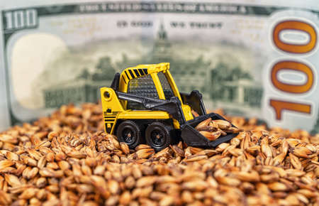 Concept : harvesting a large grain harvest for sale on world marketsの写真素材