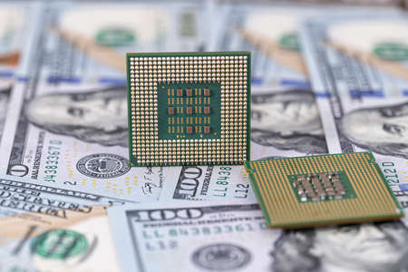 Concept: rise in price of production of computer chips and componentsの写真素材