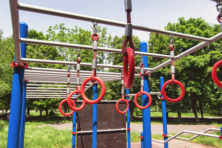A system of horizontal bars with rings and a Swedish wall for sports