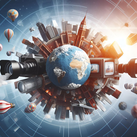 Concept: The enormous impact of the media and news broadcasts on the consciousness of the world's populationの素材