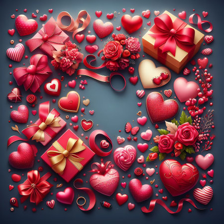 Valentines Day card mockup with blank space in the center - free for letteringの素材