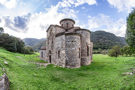 The ancient brick building of one of the first Christian churches in the territory of Russia is...