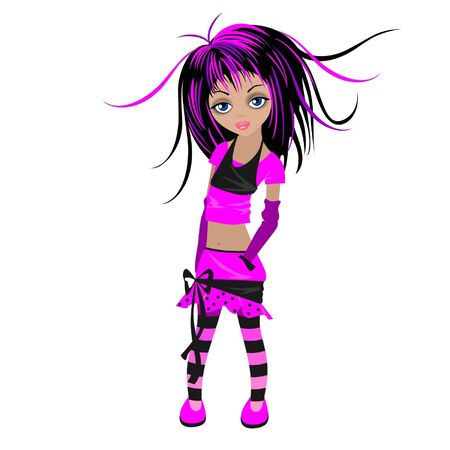 the girl of emo is isolated on a white backgroundのイラスト素材