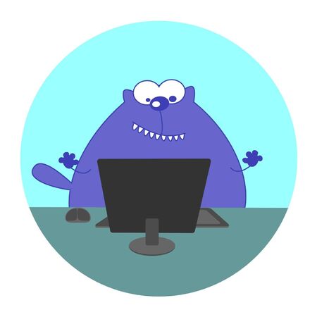 a cat working at a computerのイラスト素材