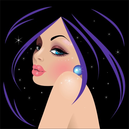 elegance girl with long hairのイラスト素材