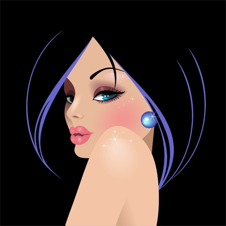 sensual girl with long hairのイラスト素材