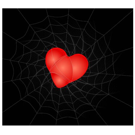 a heart is in a spider webのイラスト素材