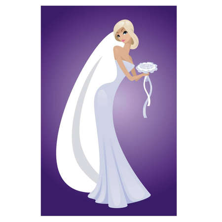 The beautiful bride with a bouquet.のイラスト素材