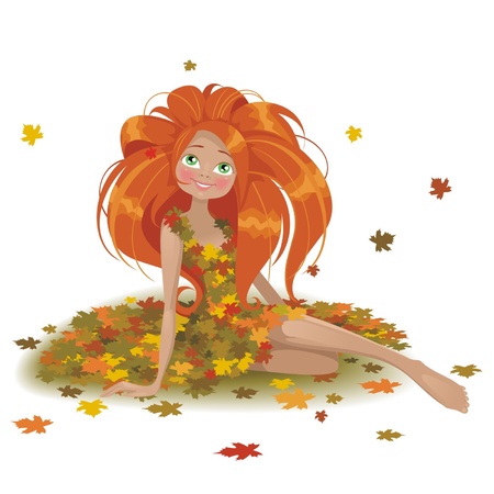 Girl in the image of autumnのイラスト素材