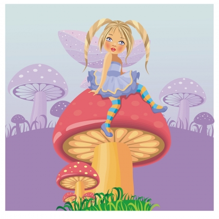 A little fairy on mushroomのイラスト素材