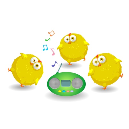 Three funny chicken danceのイラスト素材