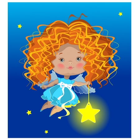 Little red angel with starのイラスト素材